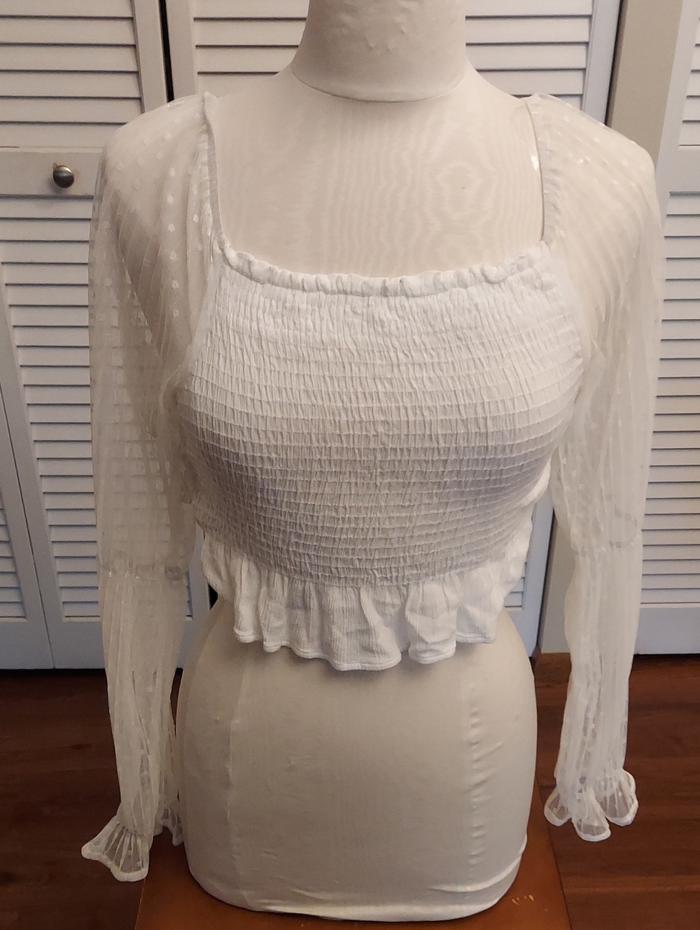 Altar'd State Whimsical Fairy Smocked Square Neck Long Sleeve Crop Top
